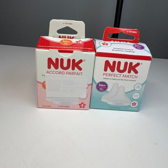 NUK Perfect Match & Accord Parfait Baby Bottle Nipples – 1M+ – Silicone – 2 Pack - Picture 1 of 3